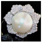 Elegant 8 mm Button Pearl Designer Ring