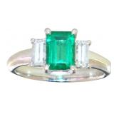 Platinum 1.10 ct Natural Emerald & VS Diamond Ring