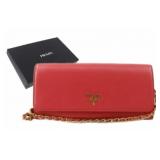 PRADA Pink Leather Chain Wallet