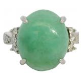 Platinum 6.23 ct Natural Jade & Diamond Ring