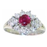 Platinum Natural 1.32 ct Ruby & VVS Diamond Ring