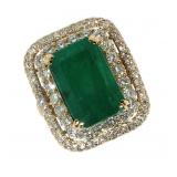 14kt Gold 10.95 ct GIA Emerald & Diamond Ring