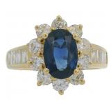 18k Gold 2.83 ct Natural Sapphire & Diamond Ring