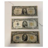 1934-1935 North Africa Silver Cert $1, $5 $10 Bill