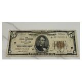 1929 $5 Federal Reserve Bank Note