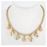 Ferragamo Shoe Motif Charm Gold Tone Necklace