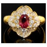 18kt Gold 2.54 ct Natural Ruby & Diamond Ring