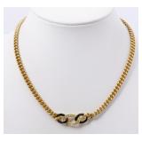 Christian Dior Chain Motif Line Stone Necklace