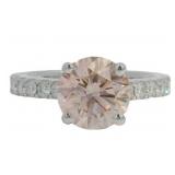14k Gold 3.18 ct Pink Round Lab Diamond Ring