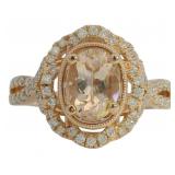 14kt Gold 1.54 ct Natural Morganite & Diamond Ring