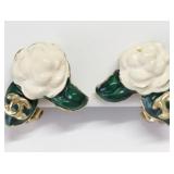 Chanel Coco Camellia White Gold Earrings