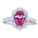 Oval 1.65 ct Pink Sapphire & Diamond Ring