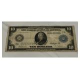 1914 Blue Seal  $10 Large Bank Note