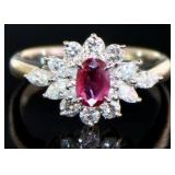 Platinum 1.34 ct Natural Ruby & VS Diamond Ring