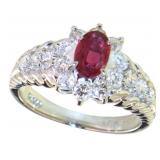 Platinum 1.25 ct Natural Ruby & VS Diamond Ring