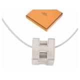 HERMES H White  Block Necklace