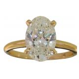 14kt Gold 2.84 ct Oval Lab Diamond Solitaire Ring
