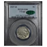 1937 D Three Legged Buffalo Nickel