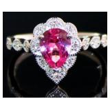 Pear Cut 1.25 ct Pink Sapphire & Diamond Ring