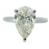 14kt Gold 2.62 ct Pear Lab Diamond Solitaire Ring