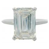 14kt Gold Emerald Cut 4.77 ct Lab Diamond Ring