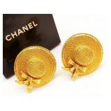 CHANEL Gold Fashion Hat Earrings