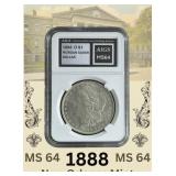 1888 New Orleans MS64 Morgan Silver Dollar
