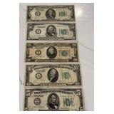 Full Set of 1928 $100 $50 $20 $10 & $5 Green Seal