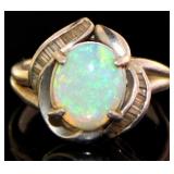 Platinum 2.34 ct Natural Opal & Diamond Ring