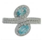 Natural 2.20 ct Blue & White Zircon Designer Ring