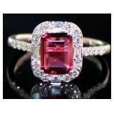 Emerald Cut 2.50 ct Ruby & Diamond Ring