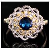 Round 1.50 ct Sapphire & Diamond Ring