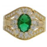 Oval 2.50 ct Emerald & Diamond Cocktail Ring