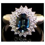 Plat. 1.83 ct Color Change Sapphire & Diamond Ring