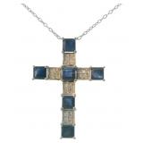 14kt Gold 2.84 ct Natural Sapphire-Diamond Pendant