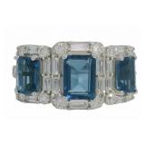 London Blue Topaz-Diamond Past Present Future Ring