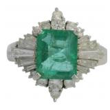 Platinum 2.51 Natural Emerald & Diamond Ring