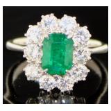18k Gold 3.24 ct Natural Emerald & Diamond Ring