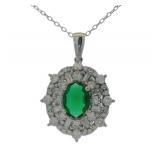 Oval Cut 2.05 ct Emerald & Lab Diamond Necklace
