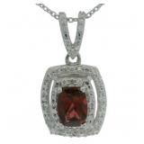 Radiant Cut Natural Garnet & Zircon Necklace