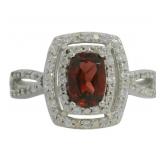 Radiant Cut Natural Garnet & Zircon Ring
