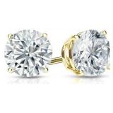 14k Gold  5.00 ct Round Lab Diamond Stud Earrings