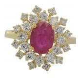 Natural 2.63 ct Oval Ruby & VS Lab Diamond Ring