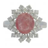 Oval 3.51 ct Natural Ruby & Lab Diamond Ring