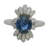 Platinum 2.03 ct Natural Sapphire & Diamond Ring