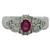 Platinum .53 ct Natural Ruby & VS Diamond Ring