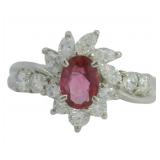 Platinum 1.38 ct Natural Ruby & Diamond Ring
