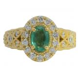 Brilliant 2.03 ct Lab Emerald & Diamond Ring