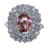 14kt Gold 2.85 ct Pink Tourmaline & Diamond Ring