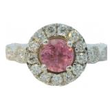 Round 2.06 ct Pink Sapphire & Diamond Ring